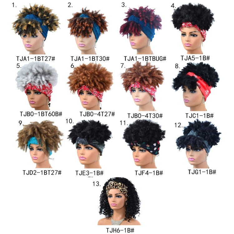 Headscarf Wig Black Gradient Small Curly Wig Explosive Headgear, Colour: 1.TJA1-1BT27# - free shipping - PMC TechLife - Order now!