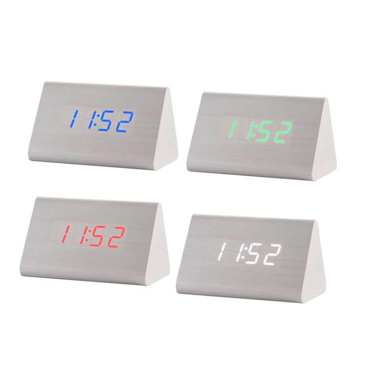 Mute Luminous Electronic Clock Wooden Sound Control Small Triangle Alarm Clock White Wood White Light - free shipping - PMc TechLife - Order now!