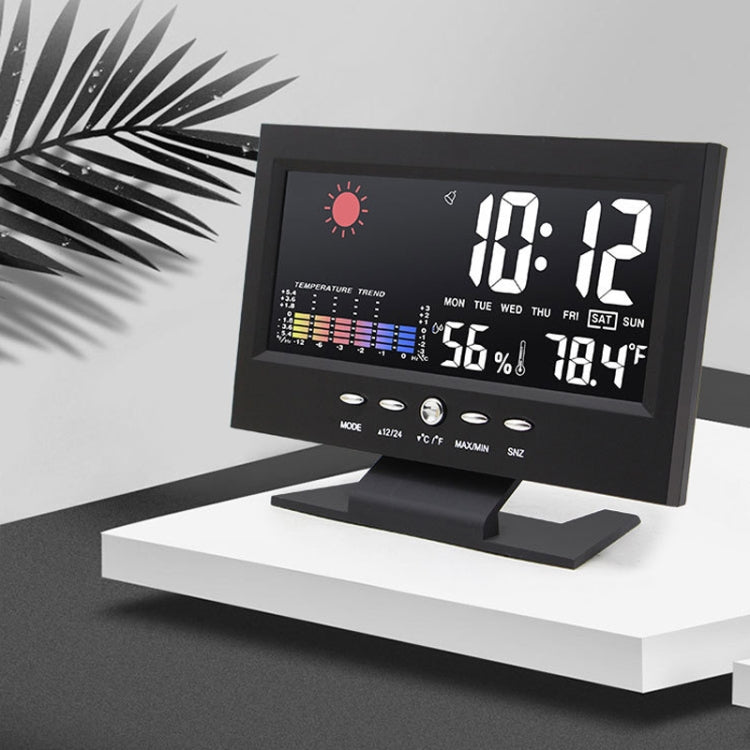 8082T Weather Forecast Clock LED Color Screen Perpetual Calendar Temperature And Humidity Intelligent Voice Control Electronic Alarm Cloc,Specification: Black + USB - Alarm Clocks by PMc TechLife | Online Shopping South Africa | PMc TechLife | Buy Now Pay Later Mobicred