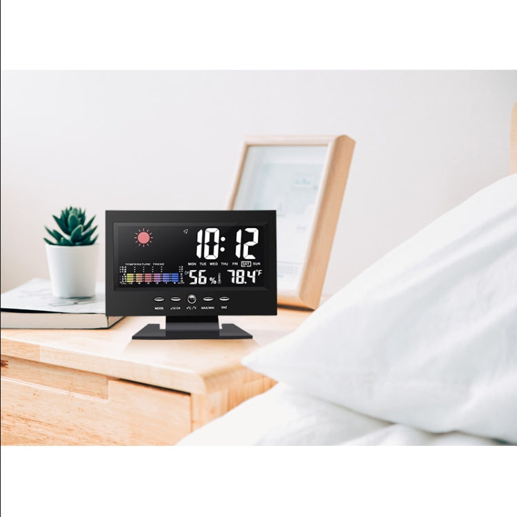 8082T Weather Forecast Clock LED Color Screen Perpetual Calendar Temperature And Humidity Intelligent Voice Control Electronic Alarm Cloc,Specification: Black + USB - Alarm Clocks by PMc TechLife | Online Shopping South Africa | PMc TechLife | Buy Now Pay Later Mobicred