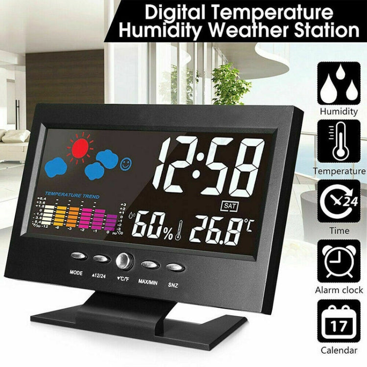 8082T Weather Forecast Clock LED Color Screen Perpetual Calendar Temperature And Humidity Intelligent Voice Control Electronic Alarm Cloc,Specification: Black + USB - Alarm Clocks by PMc TechLife | Online Shopping South Africa | PMc TechLife | Buy Now Pay Later Mobicred