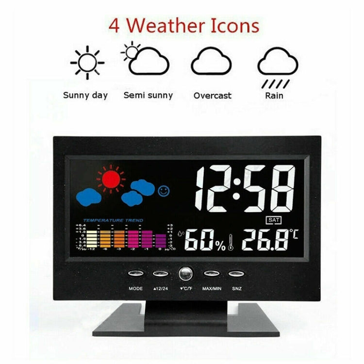 8082T Weather Forecast Clock LED Color Screen Perpetual Calendar Temperature And Humidity Intelligent Voice Control Electronic Alarm Cloc,Specification: Black + USB - Alarm Clocks by PMc TechLife | Online Shopping South Africa | PMc TechLife | Buy Now Pay Later Mobicred