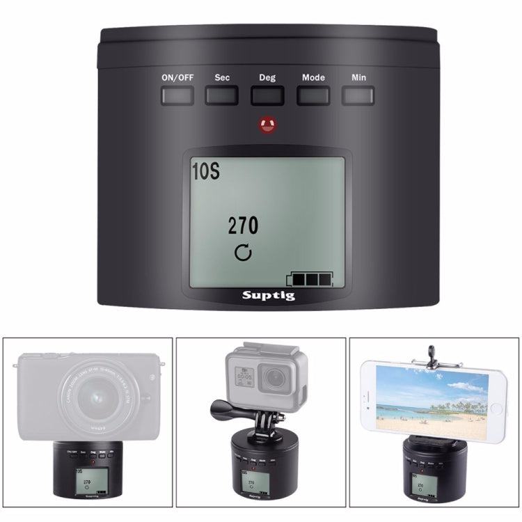 Suptig RSX-350 360 Degree Panoramic-Head Power-driven Time Lapse Stabilizer Tripod Adapter Turntable Mount for GoPro HERO9 /8 /7 /6 /5 /5 Session /4 Session /4 /3+ /3 /2 /1, Xiaoyi and Other Action Cameras - Tripod Heads by PMC TechLife | Online Shopping South Africa | PMC TechLife | Buy Now Pay Later Mobicred