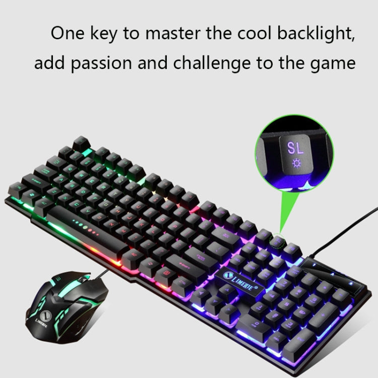 LIMEIDE GTX300 1600DPI 104 Keys USB Rainbow Suspended Backlight Wired Luminous Keyboard and Mouse Set, Cable Length: 1.4m(White) - Wired Keyboard by LIMEIDE | Online Shopping South Africa | PMC TechLife | Buy Now Pay Later Mobicred