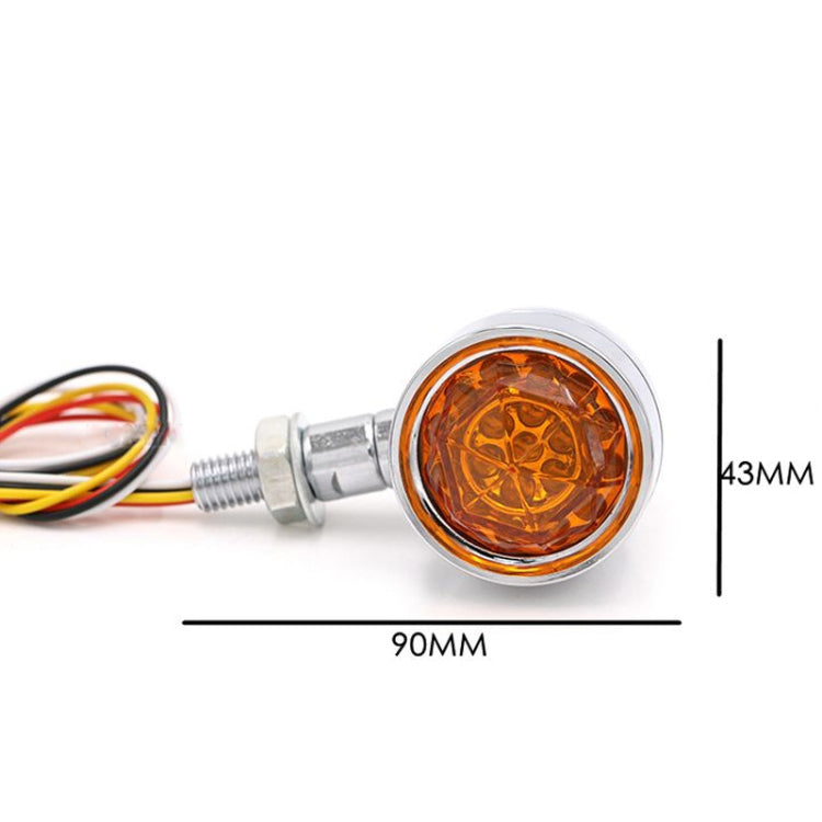 1pair Motorcycle Universal Retro LED Turn Signal Light(Electroplating Shell Yellow Cover) - Turn Signal by PMC TechLife | Online Shopping South Africa | PMC TechLife | Buy Now Pay Later Mobicred