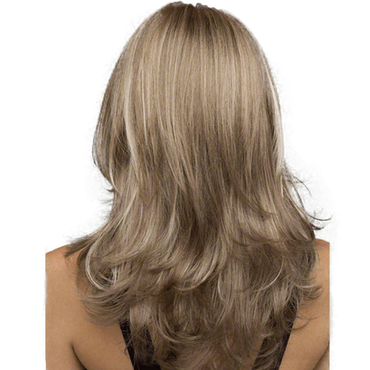 Women Mid-Point Mid-Length Curly Wig Chemical Fiber Headgear(Dark Brown + Light Gold) - free shipping - PMC TechLife - Order now!