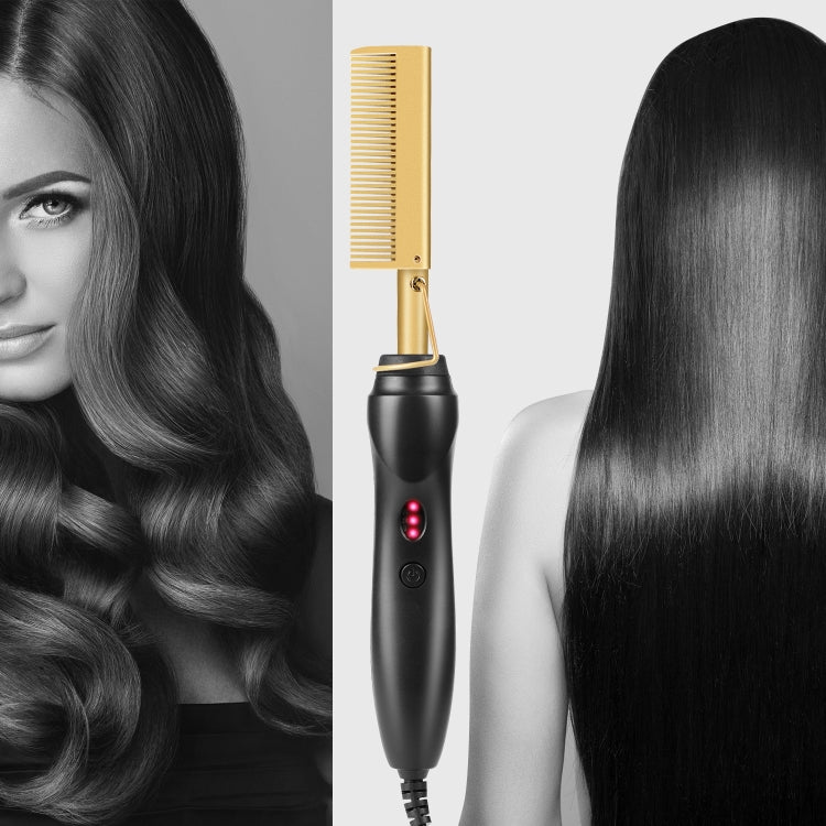 Multifunctional Comb Dry And Wet Dual-Use Curly Hair Straightening Stick Electric Perm Comb US Plug(Golden) - free shipping - PMC TechLife - Order now!