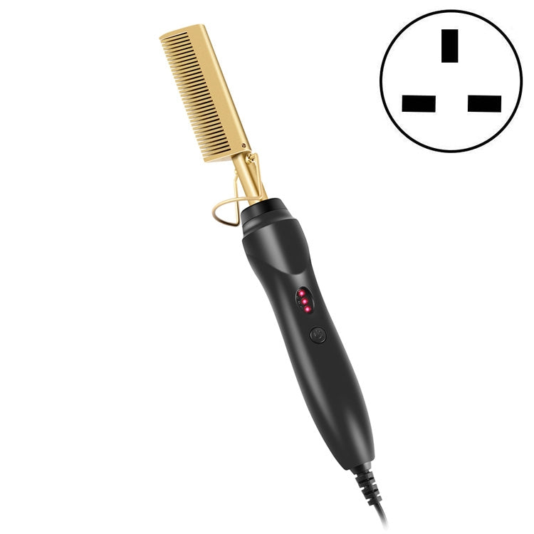 Multifunctional Comb Dry And Wet Dual-Use Curly Hair Straightening Stick Electric Perm Comb UK Plug(Golden) - free shipping - PMC TechLife - Order now!