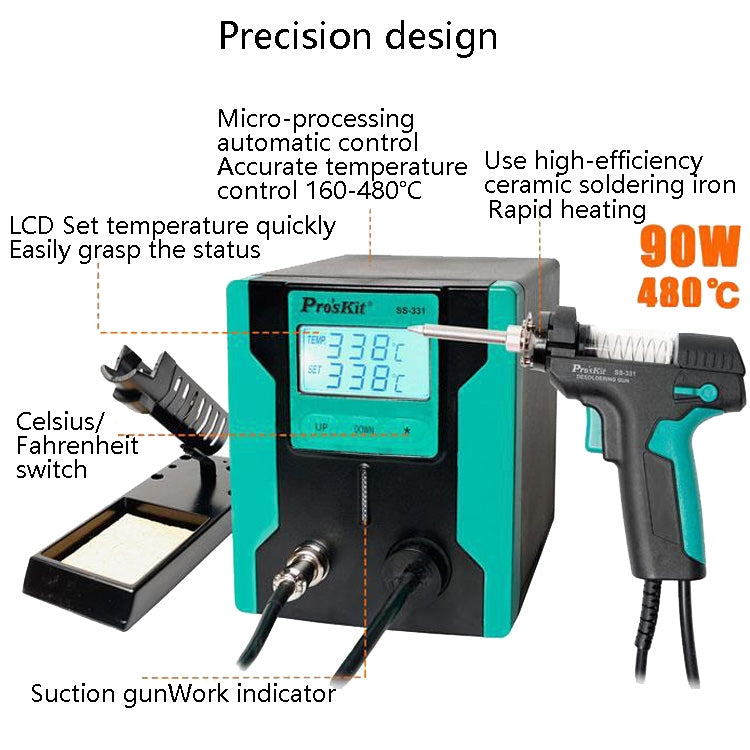 ProsKit SS-331H Electric Heat Tin Suction Device Fully Automatic Suction Pump Desoldering Machine - free shipping - PMC TechLife - Order now!