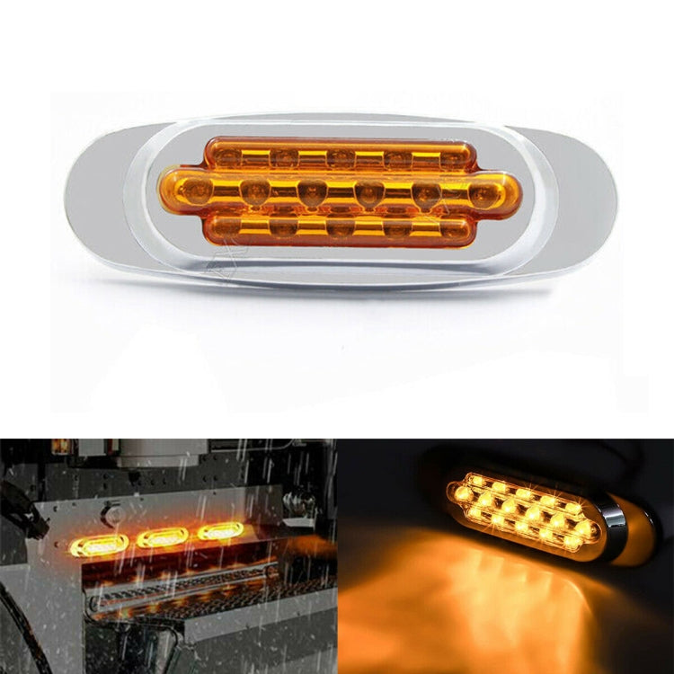 12-24V 16 LEDs Electroplating Side Lights Side Tail Lights Cargo Truck Modification Light, Colour: Yellow (2 Lines Always Bright) - Warning Lights by PMC TechLife | Online Shopping South Africa | PMC TechLife | Buy Now Pay Later Mobicred