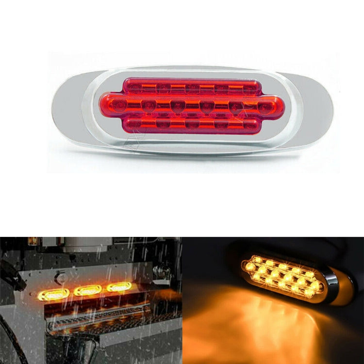 12-24V 16 LEDs Electroplating Side Lights Side Tail Lights Cargo Truck Modification Light, Colour: Red (High and Low Light 3 Lines) - Warning Lights by PMC TechLife | Online Shopping South Africa | PMC TechLife | Buy Now Pay Later Mobicred