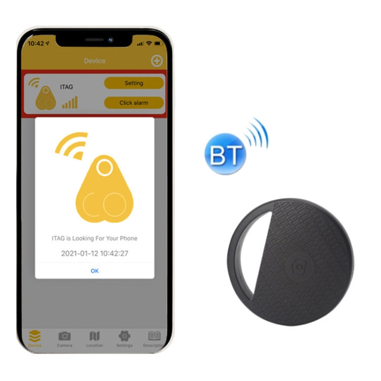 HYC-S9 2 PCS Round Bluetooth Object Finder Mobile Phone Tracking Locator Anti-Lost Two-Way Alarm(Black) - Anti-lost Alarm by PMc TechLife | Online Shopping South Africa | PMc TechLife | Buy Now Pay Later Mobicred