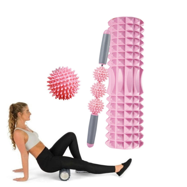 3 in 1 Eva Foam Roller Hollow Muscle Relaxation Roller Yoga Column Set, Length:  45cm (Pink Crescent) - free shipping - PMC TechLife - Order now!