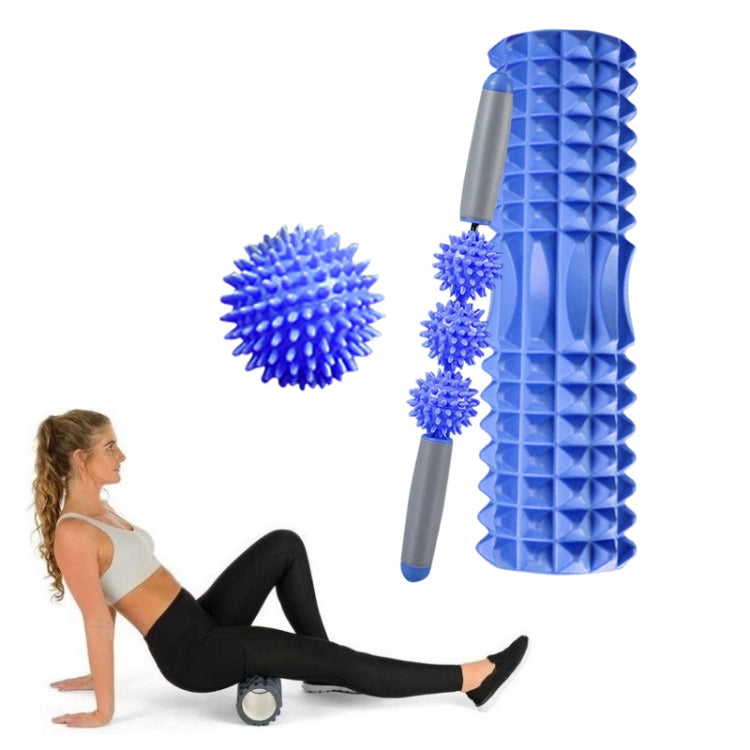 3 in 1 Eva Foam Roller Hollow Muscle Relaxation Roller Yoga Column Set, Length:  45cm (Blue Crescent) - free shipping - PMC TechLife - Order now!