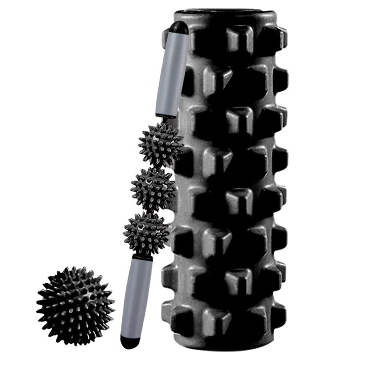 3 in 1 Eva Foam Roller Hollow Muscle Relaxation Roller Yoga Column Set, Length: 45cm  (Black Wolf Tooth) - free shipping - PMC TechLife - Order now!