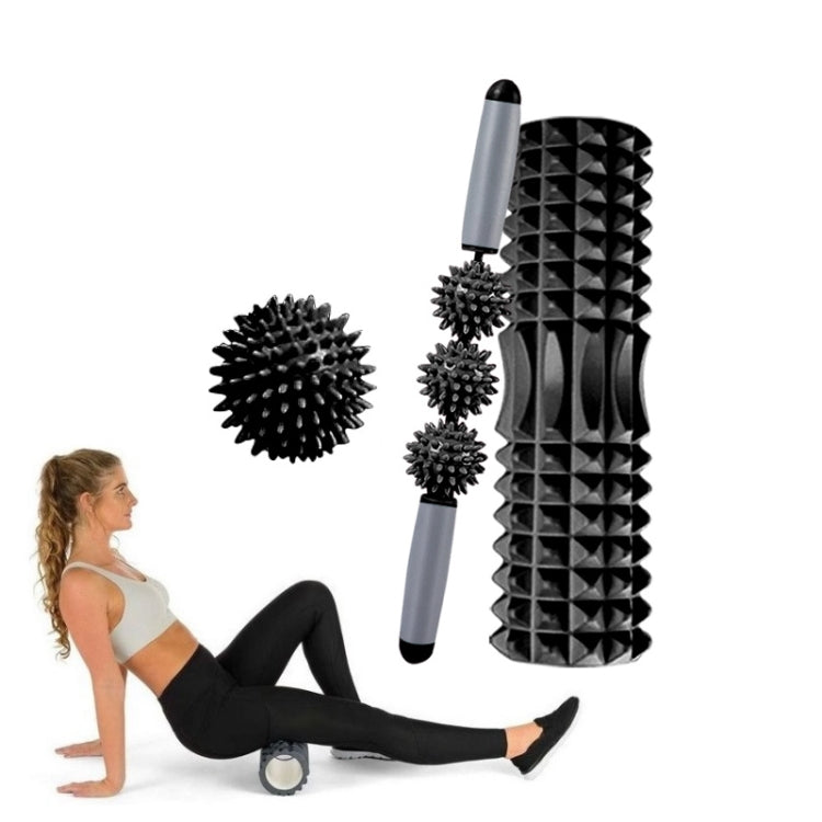 3 in 1 Eva Foam Roller Hollow Muscle Relaxation Roller Yoga Column Set, Length: 33cm (Black Crescent) - Massage & Relaxation by PMC TechLife | Online Shopping South Africa | PMC TechLife