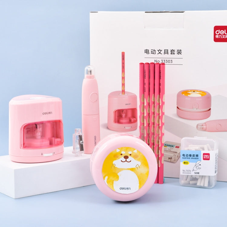 Deli Student Electric Stationery Set Desktop Cleaner/Electric Eraser/Electric Pencil Sharpener(Pink) - free shipping - PMc TechLife - Order now!