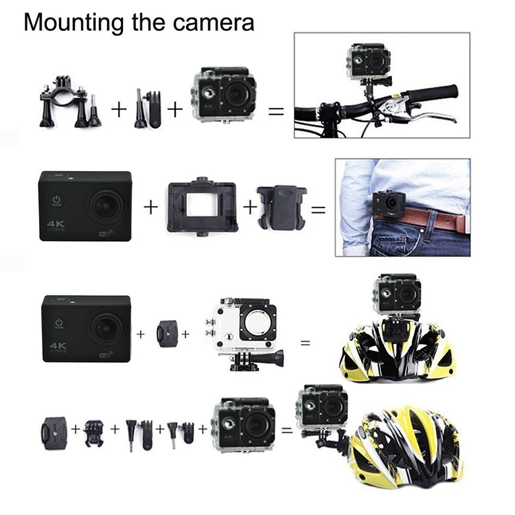 WIFI Waterproof Action Camera Cycling 4K camera Ultra Diving  60PFS kamera Helmet bicycle Cam underwater Sports 1080P Camera(Yellow) - Children Cameras by PMC TechLife | Online Shopping South Africa | PMC TechLife | Buy Now Pay Later Mobicred