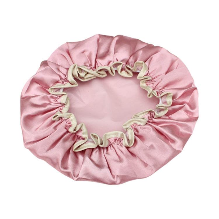 Lovely Thick Women Satin Colorful Double Water-resistant Hair Cover Bathing Cap(Pink) - free shipping - PMC TechLife - Order now!