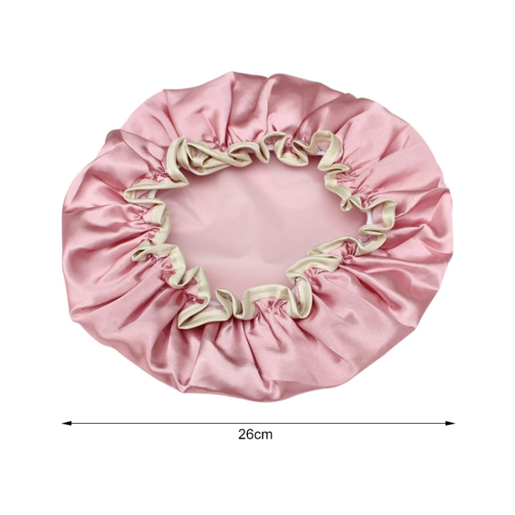 Lovely Thick Women Satin Colorful Double Water-resistant Hair Cover Bathing Cap(Pink) - free shipping - PMC TechLife - Order now!