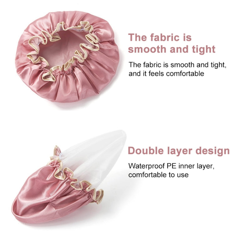 Lovely Thick Women Satin Colorful Double Waterproof Hair Cover Bathing Cap(Grey) - Bath Supplies by PMC TechLife | Online Shopping South Africa | PMC TechLife | Buy Now Pay Later Mobicred