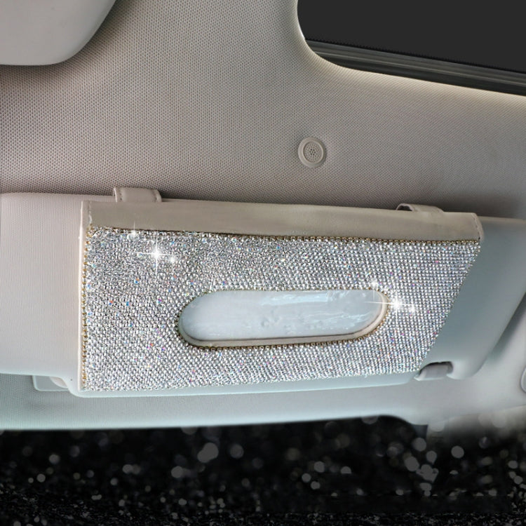 Car Tissue Box Car Hanging Sun Visor Pumping Box(Beige White Diamonds) - Tissue Boxes by PMC TechLife | Online Shopping South Africa | PMC TechLife | Buy Now Pay Later Mobicred