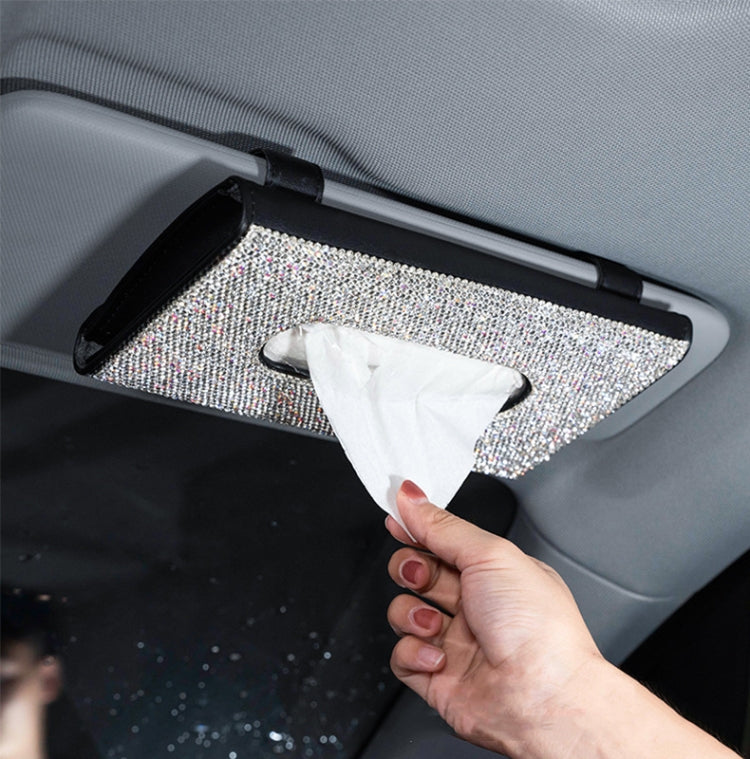 Car Tissue Box Car Hanging Sun Visor Pumping Box(Black White Diamonds) - Tissue Boxes by PMC TechLife | Online Shopping South Africa | PMC TechLife | Buy Now Pay Later Mobicred