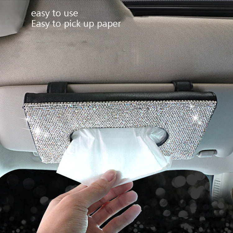 Car Tissue Box Car Hanging Sun Visor Pumping Box(Black White Diamonds) - Tissue Boxes by PMC TechLife | Online Shopping South Africa | PMC TechLife | Buy Now Pay Later Mobicred