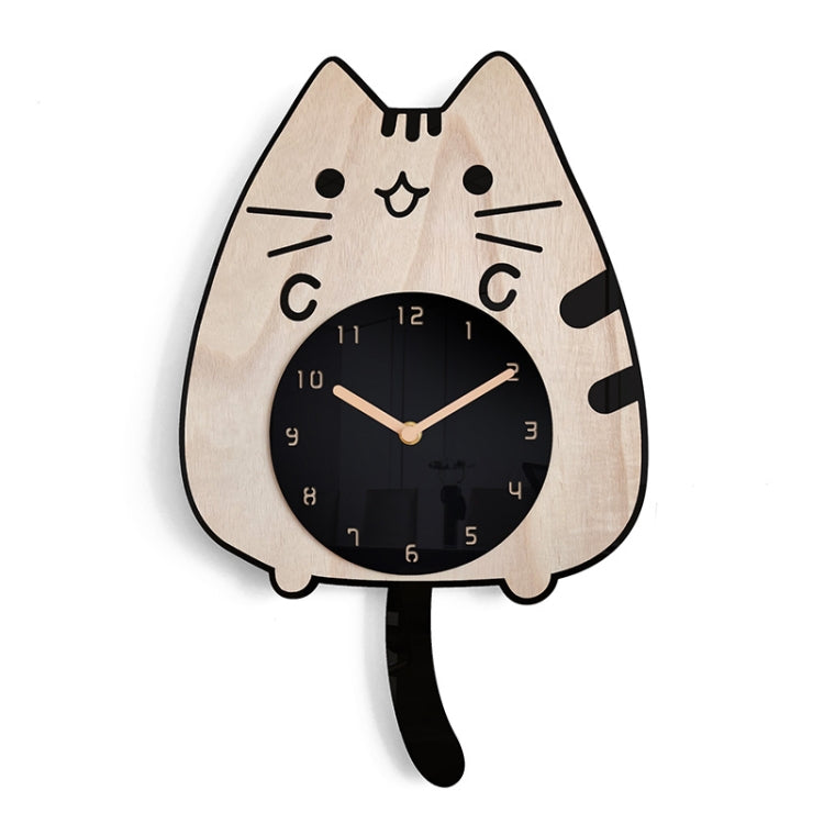 Wooden Cartoon Clocks Home Decoration Living Room Cat Wagging Tail Swinging Wall Clock - Wall Clock by PMc TechLife | Online Shopping South Africa | PMc TechLife | Buy Now Pay Later Mobicred