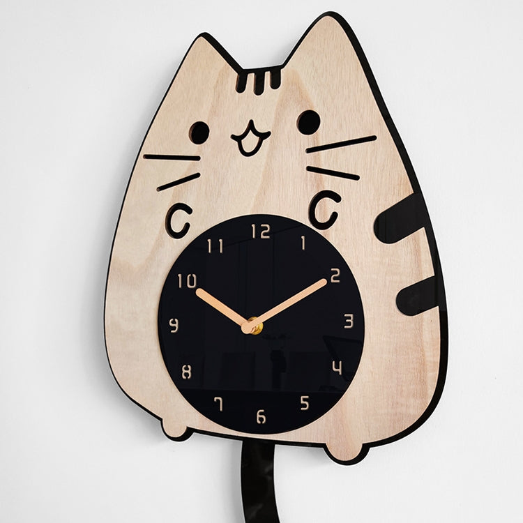 Wooden Cartoon Clocks Home Decoration Living Room Cat Wagging Tail Swinging Wall Clock - Wall Clock by PMc TechLife | Online Shopping South Africa | PMc TechLife | Buy Now Pay Later Mobicred