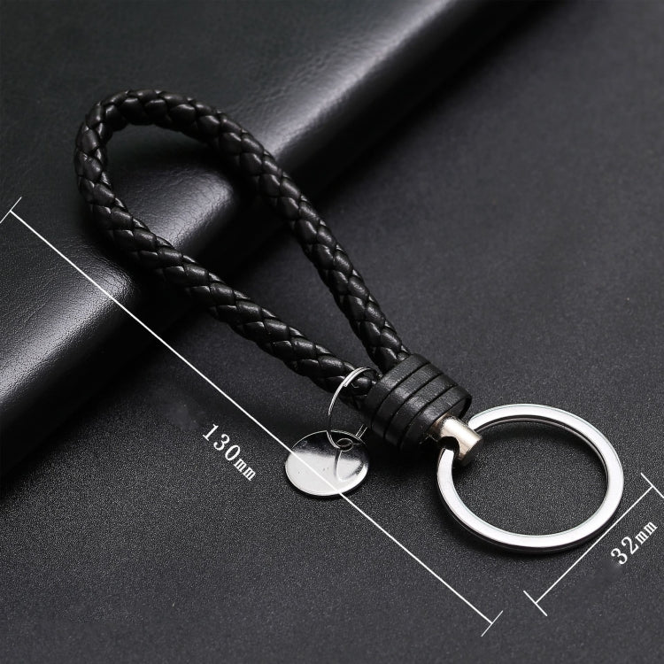 Woven Leather Cord Keychain Car Pendant Leather Key Ring Baotou With Small Round Piece(Black) - Key Rings by PMC TechLife | Online Shopping South Africa | PMC TechLife