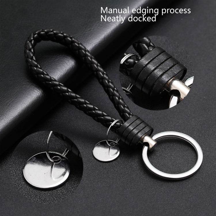 Woven Leather Cord Keychain Car Pendant Leather Key Ring Baotou With Small Round Piece(Orange) - Key Rings by PMC TechLife | Online Shopping South Africa | PMC TechLife