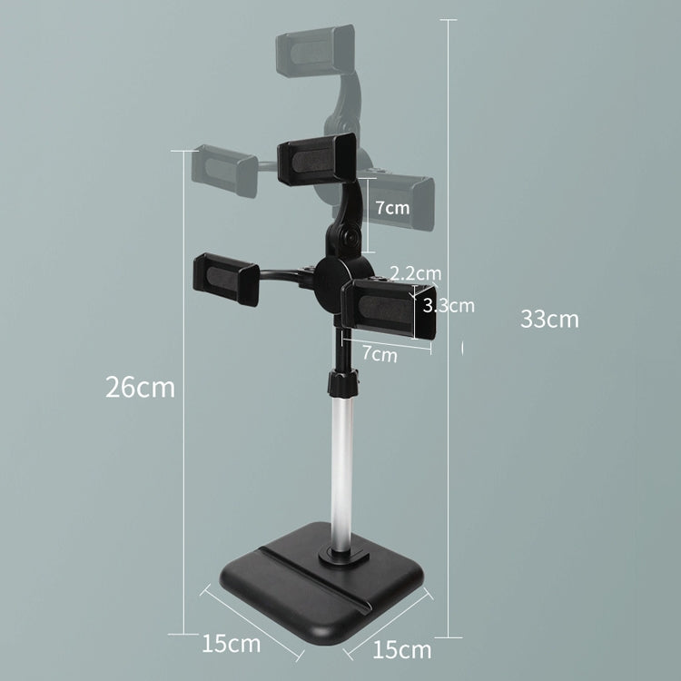 Telescopic Adjustment Live Frame Desktop Tablet Mobile Phone Bracket, Specification: K06 Three-seat  (Black) - Stand by PMC TechLife | Online Shopping South Africa | PMC TechLife | Buy Now Pay Later Mobicred