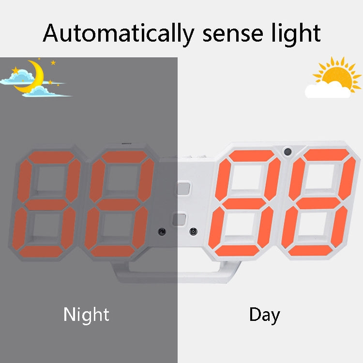 6609 3D Stereo LED Alarm Clock Living Room 3D Wall Clock, Colour: Black Frame Blue Light - Alarm Clocks by PMc TechLife | Online Shopping South Africa | PMc TechLife | Buy Now Pay Later Mobicred