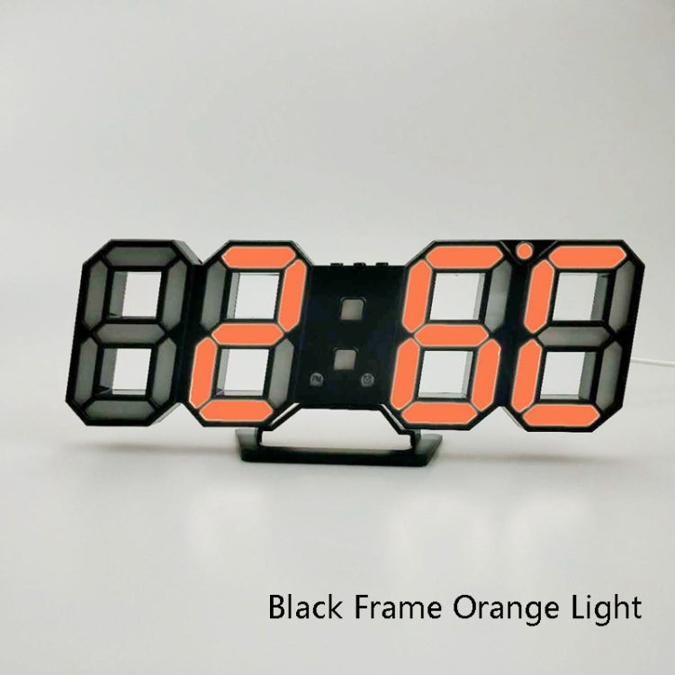 6609 3D Stereo LED Alarm Clock Living Room 3D Wall Clock, Colour: Black Frame Orange Light - Alarm Clocks by PMc TechLife | Online Shopping South Africa | PMc TechLife | Buy Now Pay Later Mobicred