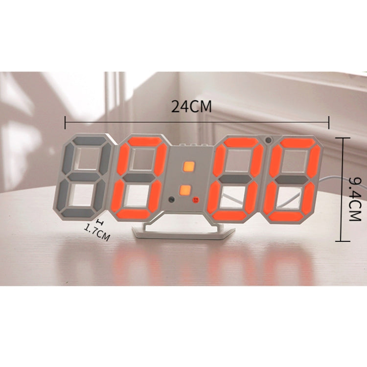 6609 3D Stereo LED Alarm Clock Living Room 3D Wall Clock, Colour: Black Frame Orange Light - Alarm Clocks by PMc TechLife | Online Shopping South Africa | PMc TechLife | Buy Now Pay Later Mobicred