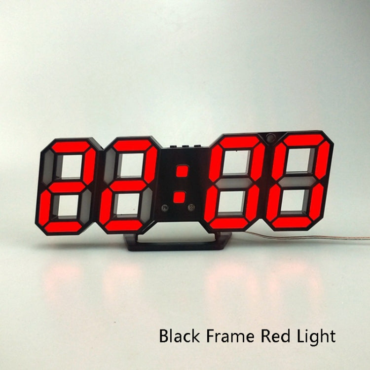 6609 3D Stereo LED Alarm Clock Living Room 3D Wall Clock, Colour: Black Frame Red Light - Alarm Clocks by PMc TechLife | Online Shopping South Africa | PMc TechLife | Buy Now Pay Later Mobicred