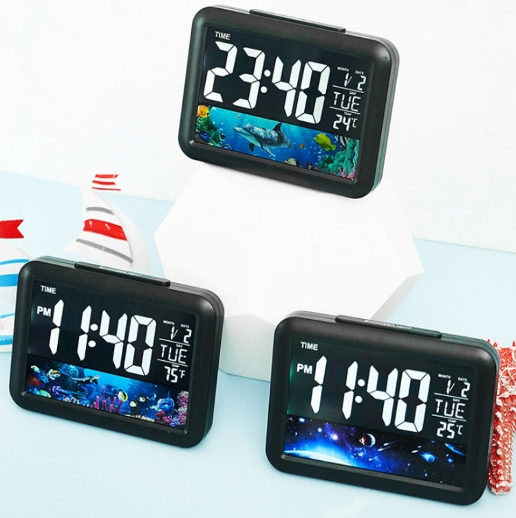 Color Screen Children Electronic Alarm Clock LCD Bedside Alarm Clock(Black Whale) - Alarm Clocks by PMc TechLife | Online Shopping South Africa | PMc TechLife | Buy Now Pay Later Mobicred
