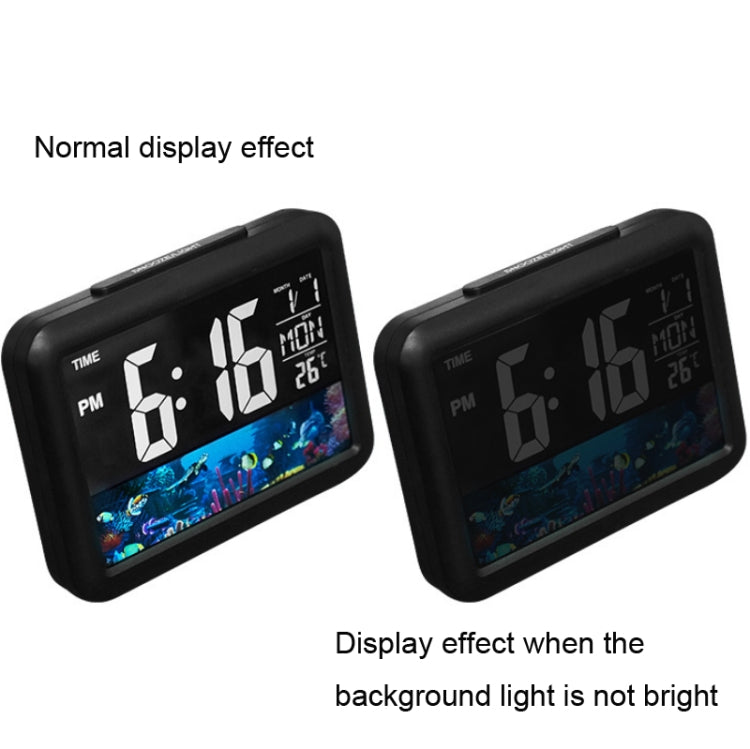 Color Screen Children Electronic Alarm Clock LCD Bedside Alarm Clock(Black Whale) - Alarm Clocks by PMc TechLife | Online Shopping South Africa | PMc TechLife | Buy Now Pay Later Mobicred