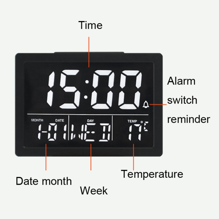 Large Screen LED Clock Bedside Multifunctional Electronic Alarm Clock(Black Shell White Light) - free shipping - PMc TechLife - Order now!