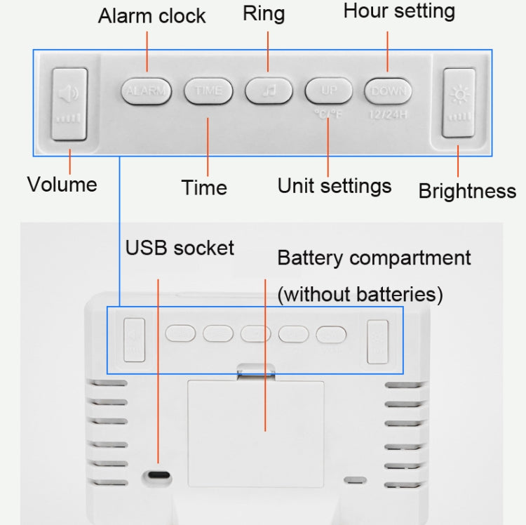 Large Screen LED Clock Bedside Multifunctional Electronic Alarm Clock(Black Shell White Light) - free shipping - PMc TechLife - Order now!