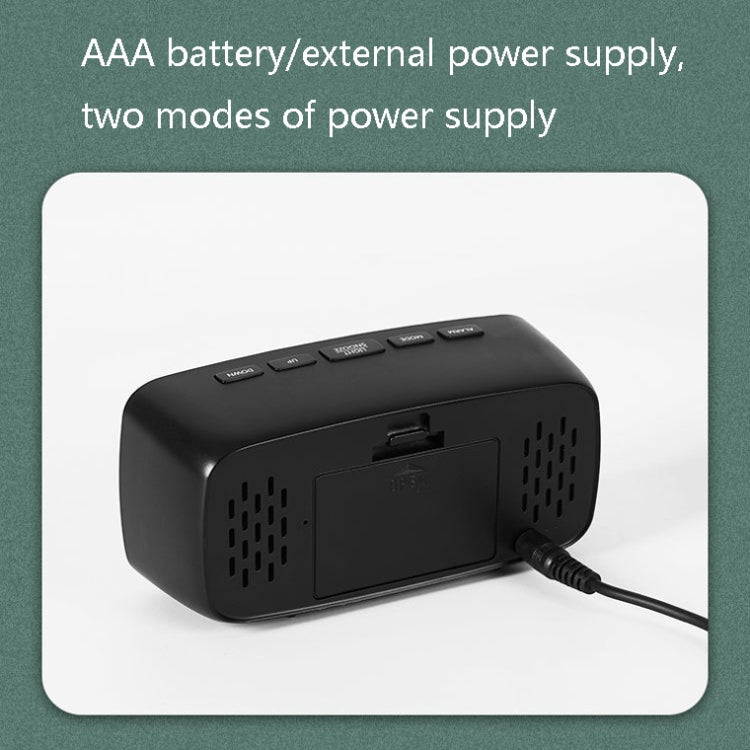 Mirror Bedside Alarm Clock Battery Plug-In Dual-Purpose LED Clock, Colour: Rectangular Black Shell (Mirror White Light) - Alarm Clocks by PMc TechLife | Online Shopping South Africa | PMc TechLife | Buy Now Pay Later Mobicred