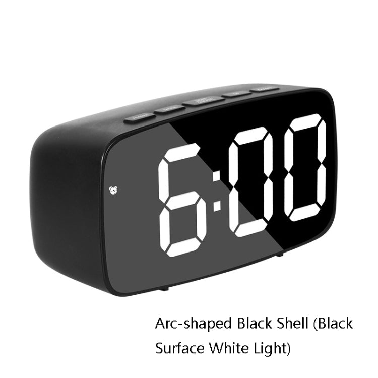 Mirror Bedside Alarm Clock Battery Plug-In Dual-Purpose LED Clock, Colour: Arc-shaped Black Shell (Black Surface White Light) - Alarm Clocks by PMc TechLife | Online Shopping South Africa | PMc TechLife | Buy Now Pay Later Mobicred