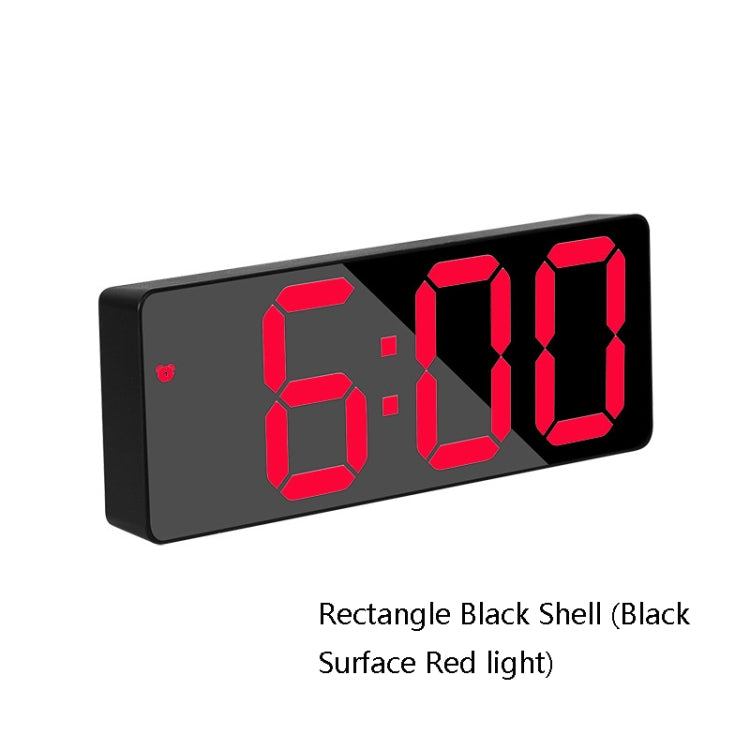 Mirror Bedside Alarm Clock Battery Plug-In Dual-Purpose LED Clock, Colour: Rectangle Black Shell (Black Surface Red light) - Alarm Clocks by PMc TechLife | Online Shopping South Africa | PMc TechLife | Buy Now Pay Later Mobicred