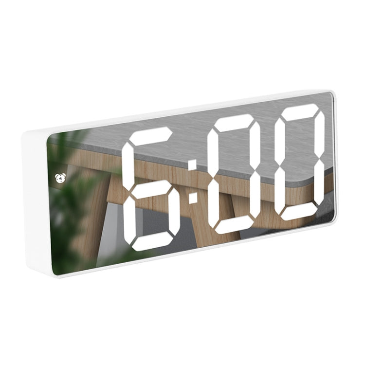 Mirror Bedside Alarm Clock Battery Plug-In Dual-Purpose LED Clock, Colour: Rectangular White Shell (Mirror White Light) - Alarm Clocks by PMc TechLife | Online Shopping South Africa | PMc TechLife | Buy Now Pay Later Mobicred