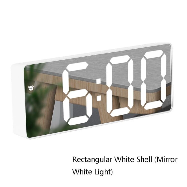 Mirror Bedside Alarm Clock Battery Plug-In Dual-Purpose LED Clock, Colour: Rectangular White Shell (Mirror White Light) - Alarm Clocks by PMc TechLife | Online Shopping South Africa | PMc TechLife | Buy Now Pay Later Mobicred