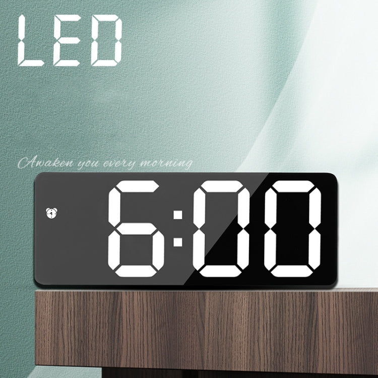 Mirror Bedside Alarm Clock Battery Plug-In Dual-Purpose LED Clock, Colour: Rectangular White Shell (Mirror White Light) - Alarm Clocks by PMc TechLife | Online Shopping South Africa | PMc TechLife | Buy Now Pay Later Mobicred