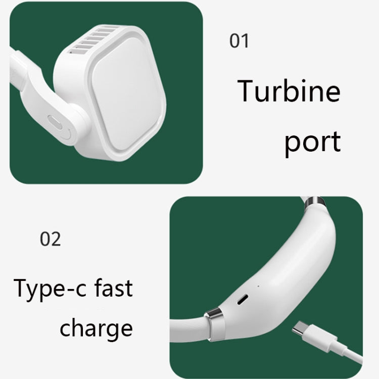 G2 Hanging Neck Leafless Fan Outdoor Student Sports Mini USB Silent Fan, Colour: 2000MAH Night Green - free shipping - PMC Jewellery - Order now!