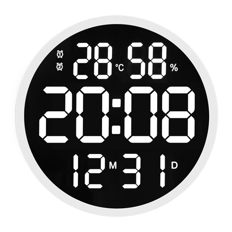 6620 12 Inch LED Simple Wall Clock Living Room Round Silent Digital Temperature And Humidity Electronic Clock(White Frame US Plug) - free shipping - PMc TechLife - Order now!