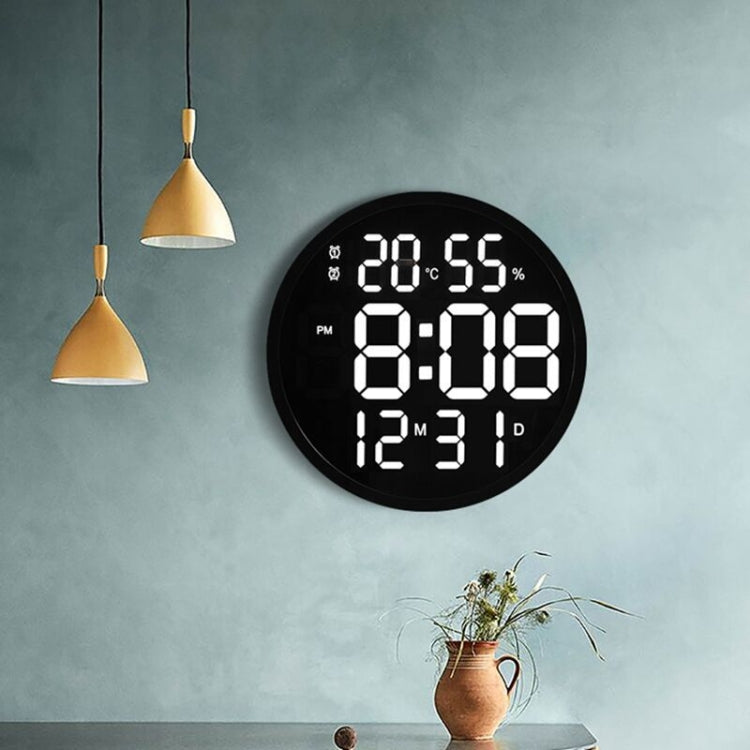 6620 12 Inch LED Simple Wall Clock Living Room Round Silent Digital Temperature And Humidity Electronic Clock(Black Frame US Plug) - Wall Clock by PMc TechLife | Online Shopping South Africa | PMc TechLife | Buy Now Pay Later Mobicred